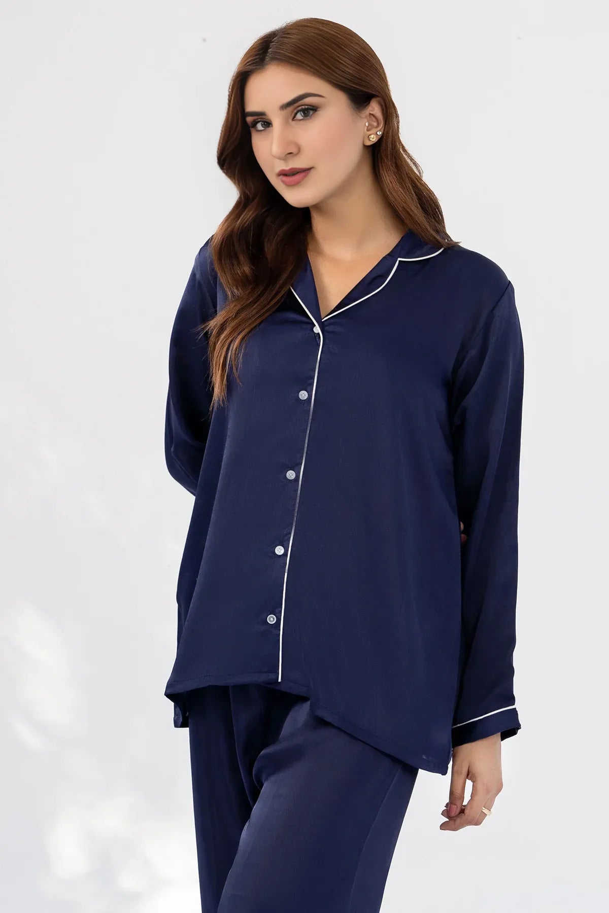 Navy Silk Pj Set