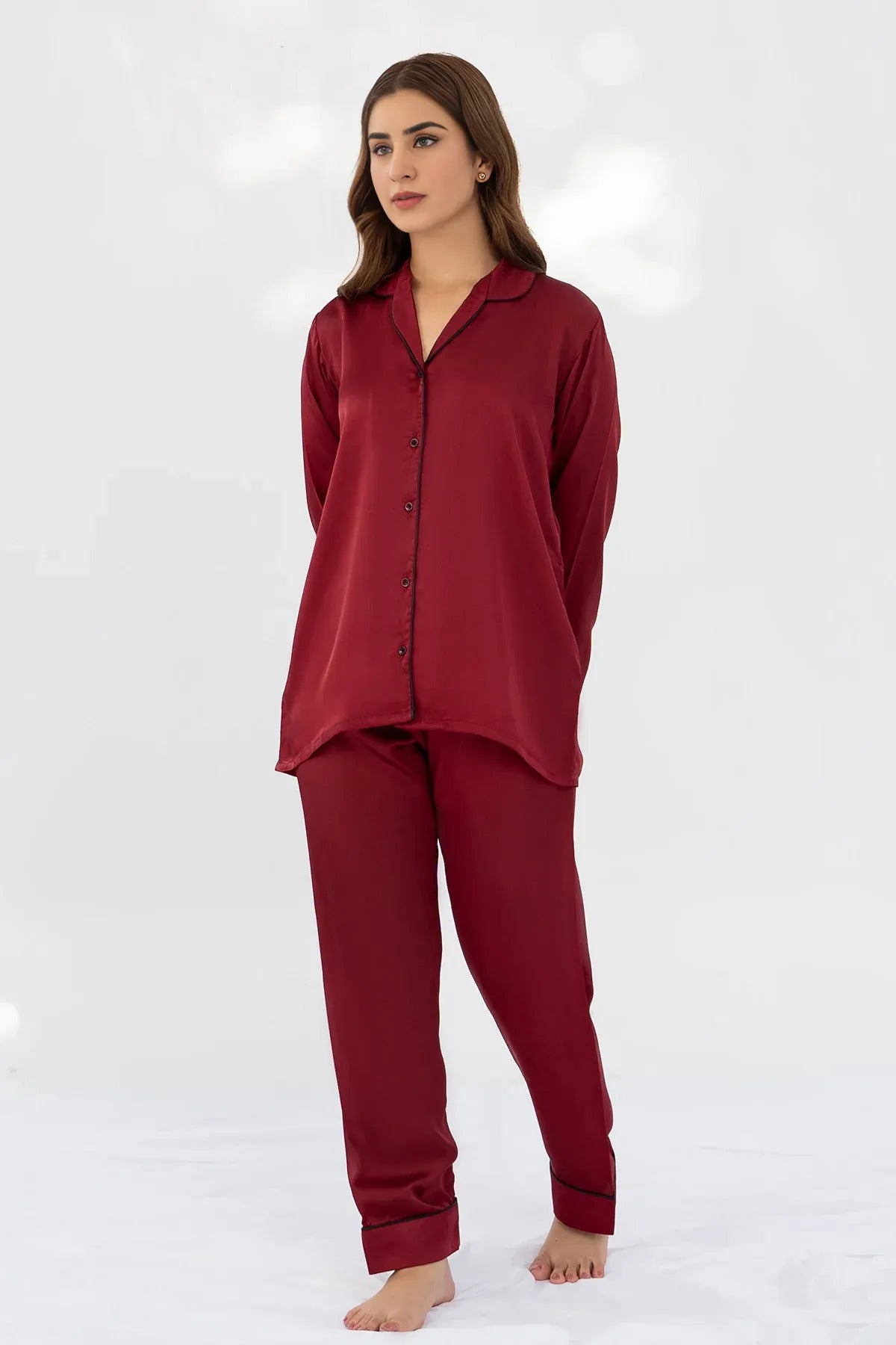 Maroon Silk Pj Set