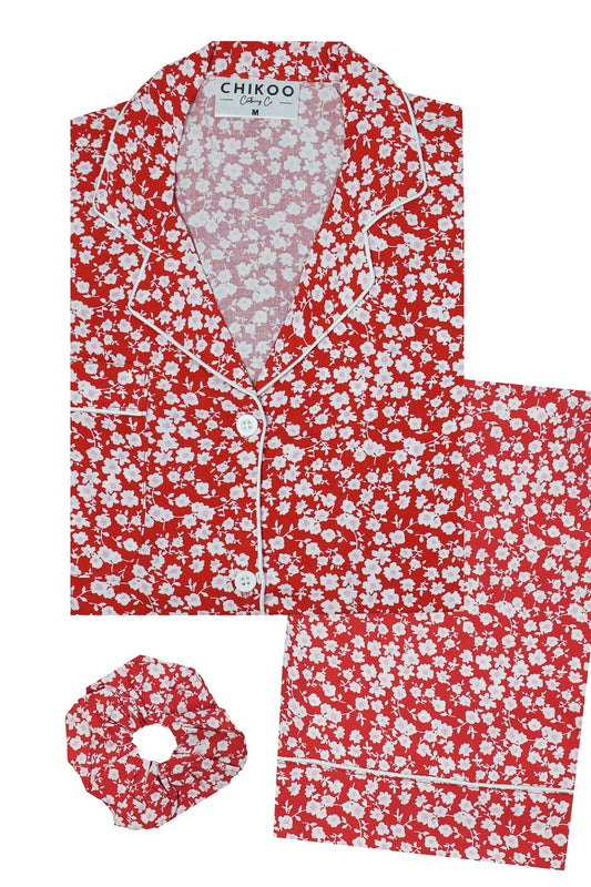 Red Tiny Flora Pj Set
