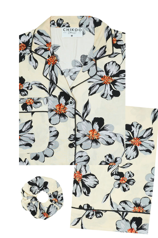 Grey Flowers Pj Set